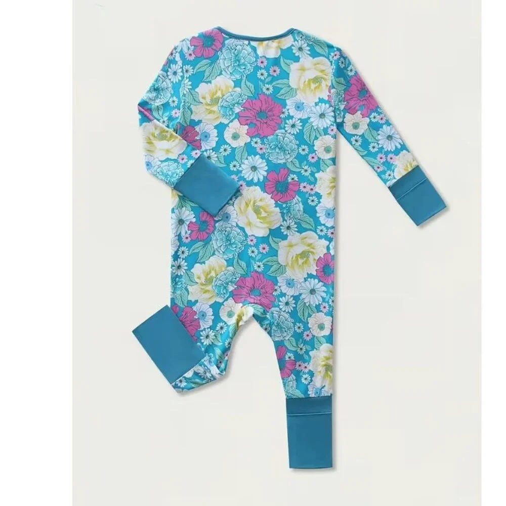 Floral Baby Girls Bamboo Fiber Romper Jumpsuit Pajamas Sleeper